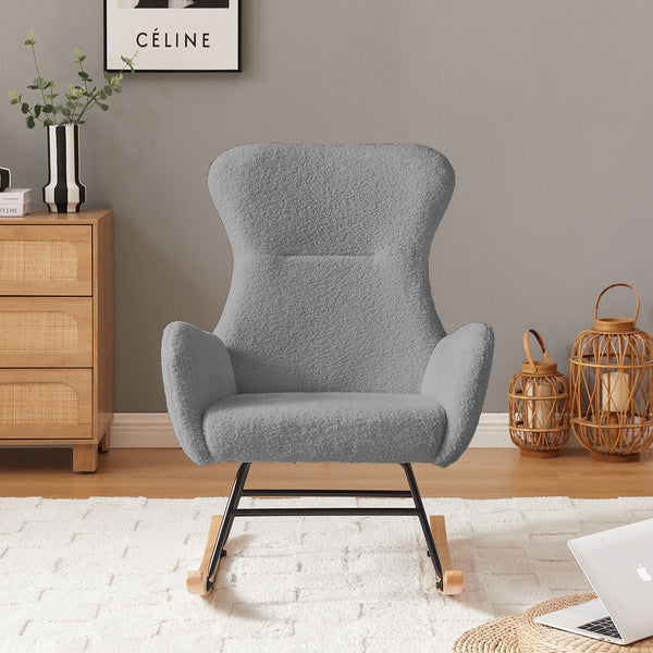 Supfirm GREY teddy fabric rocking chair