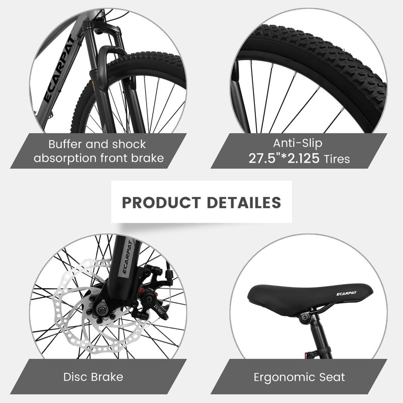 Supfirm A2757 27 inch Mountain Bike 21 Speeds, Suspension Fork, Aluminum Frame Disc-Brake for Men Women Mens MTB Bicycle Adlut Bike