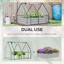 Supfirm 4' x 3' Galvanized Raised Garden Bed with Mini PVC Greenhouse Cover, Outdoor Metal Planter Box with 2 Roll-Up Windows for Growing Flowers, Fruits, Vegetables and Herbs, Clear