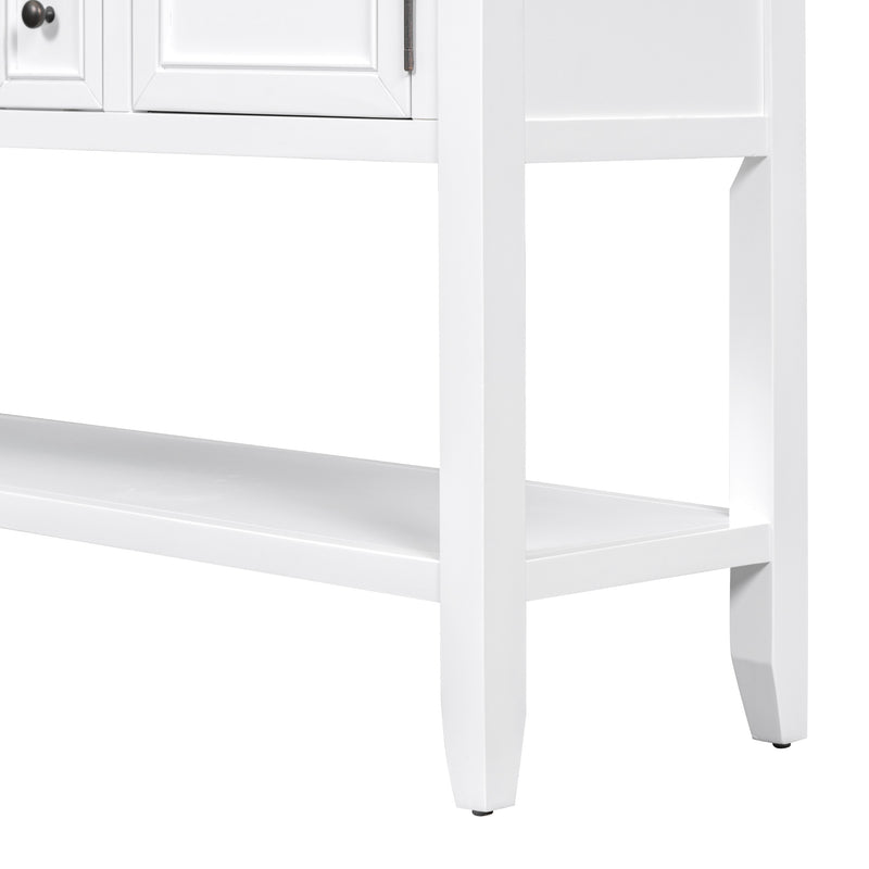 Supfirm TREXM Cambridge Series  Ample Storage Vintage Console Table with Four Small Drawers and Bottom Shelf for Living Rooms, Entrances and Kitchens (White, OLD SKU: WF190263AAA)