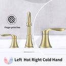 Supfirm 2-Handle 8 inch Widespread Bathroom Sink Faucet Brushed Gold Lavatory Faucet 3 Hole 360° Swivel Spout Vanity Sink Basin Faucets 3008B-NA