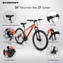 Supfirm A2610 26 inch Mountain Bike 21 Speeds, Suspension Fork, Steel Frame Disc-Brake for Men Women Mens Bicycle Adlut Bike