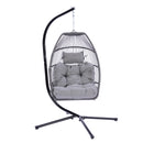 Supfirm Outdoor Patio Wicker Folding Hanging Chair,Rattan Swing Hammock Egg Chair With Cushion And Pillow