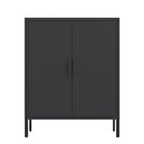 Supfirm Metal Storage Cabinet with 2 Doors and 2 Adjustable Shelves, Steel Lockable Garage Storage Cabinet, Metal File Cabinet for Home Office School Gym, Black