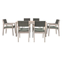 Supfirm Outdoor Dining Set Patio Dining table and Chairs with Rattan Backrest  and Removable Cushions for Patio and Backyard, White Washed