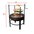 Supfirm Fire Pit with 2 Grill, Round Metal Wood Burning Firepit with Surrounding Removable Cooking Grill, Unique Design for Camping, Outdoor Heating, Bonfire, and Picnic