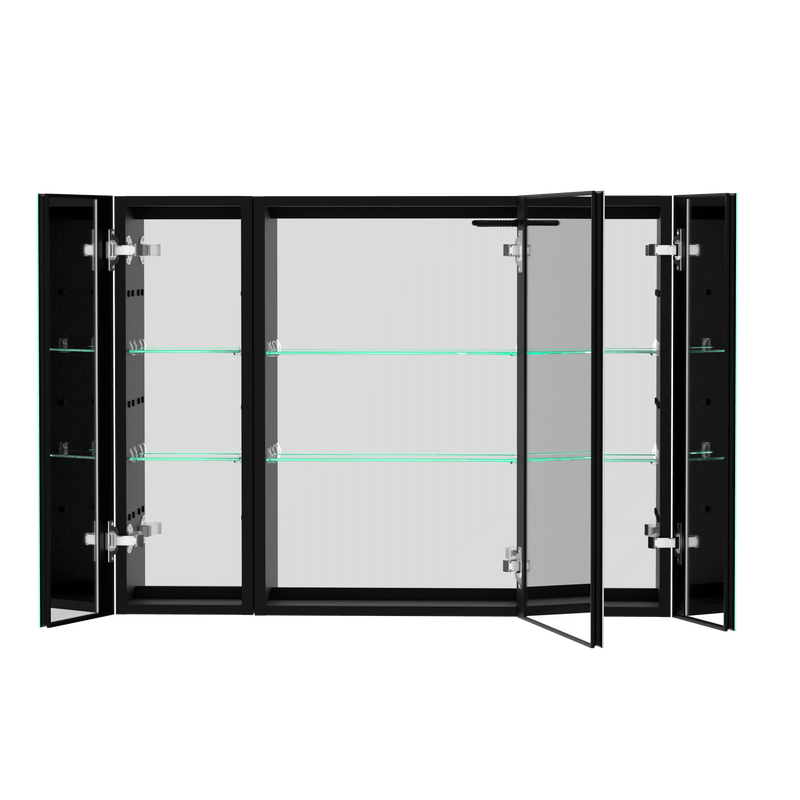 Supfirm 40x30 Inch LED Bathroom Medicine Cabinet Surface Mount Double Door Lighted Medicine Cabinet, Medicine Cabinets for Bathroom with Mirror Defogging, Dimmer Black - Supfirm