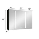 Supfirm 40x30 Inch LED Bathroom Medicine Cabinet Surface Mount Double Door Lighted Medicine Cabinet, Medicine Cabinets for Bathroom with Mirror Defogging, Dimmer Black - Supfirm