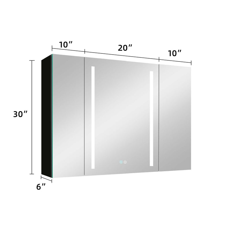 Supfirm 40x30 Inch LED Bathroom Medicine Cabinet Surface Mount Double Door Lighted Medicine Cabinet, Medicine Cabinets for Bathroom with Mirror Defogging, Dimmer Black - Supfirm