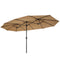 Supfirm 15x9ft Large Double-Sided Rectangular Outdoor Twin Patio Market Umbrella w/Crank- taupe