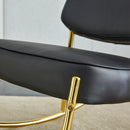 Supfirm PU material cushioned rocking chair, unique rocking chair, cushioned seat, black backrest rocking chair, and gold metal legs. Comfortable side chairs in the living room, bedroom, and office