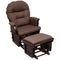 Supfirm HOMCOM Nursery Glider Rocking Chair with Ottoman, Thick Padded Cushion Seating and Wood Base, Brown