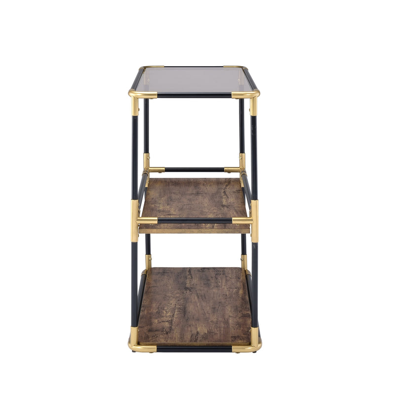 Supfirm ACME Heleris Console Table in Black/Gold & Smoky Glass 90319