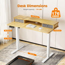 Sweetcrispy Home Office Height Adjustable Electric Standing Desk with Storage Shelf Double Drawer - Supfirm