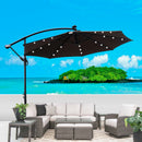 Supfirm 10 ft Outdoor Patio Umbrella Solar Powered LED Lighted Sun Shade Market Waterproof 8 Ribs Umbrella with Crank and Cross Base for Garden Deck Backyard Pool Shade Outside Deck Swimming Pool