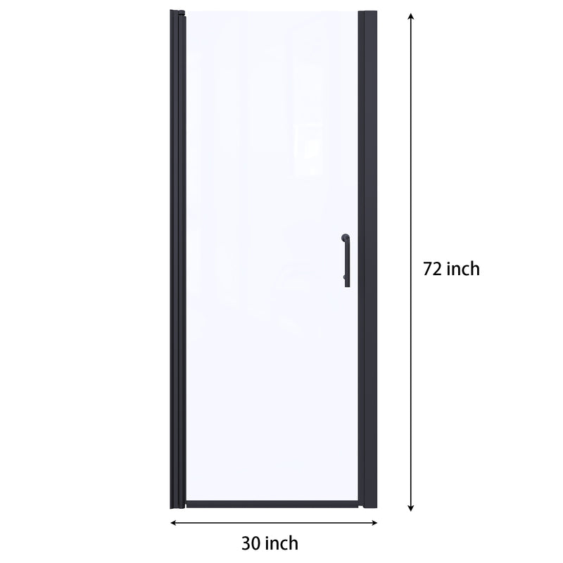 Supfirm 30 In. to 31-3/8 In. x 72 In. Semi-Frameless Pivot Shower Door in Matte Black With Clear Glass