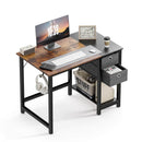 Modern Simple Style Home Office Writing Desk with 2-Tier Drawers Storage,Black Rustic,40IN - Supfirm