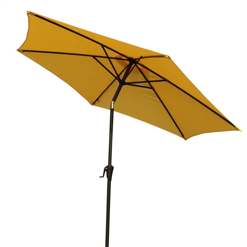 Supfirm 8.8 feet Outdoor Aluminum Patio Umbrella, Patio Umbrella, Market Umbrella with 42 Pound Square Resin Umbrella Base, Push Button Tilt and Crank lift, Yellow