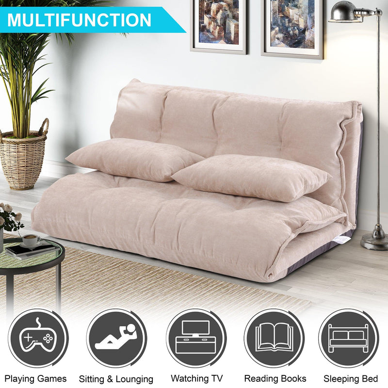 Orisfur. Lazy Sofa Adjustable Folding Futon Sofa Video Gaming Sofa with Two Pillows - Supfirm