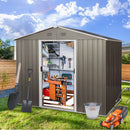 Supfirm 6ft x 8ft Outdoor Metal Storage Shed with Floor Base,Gray(SKU: W540S00012)