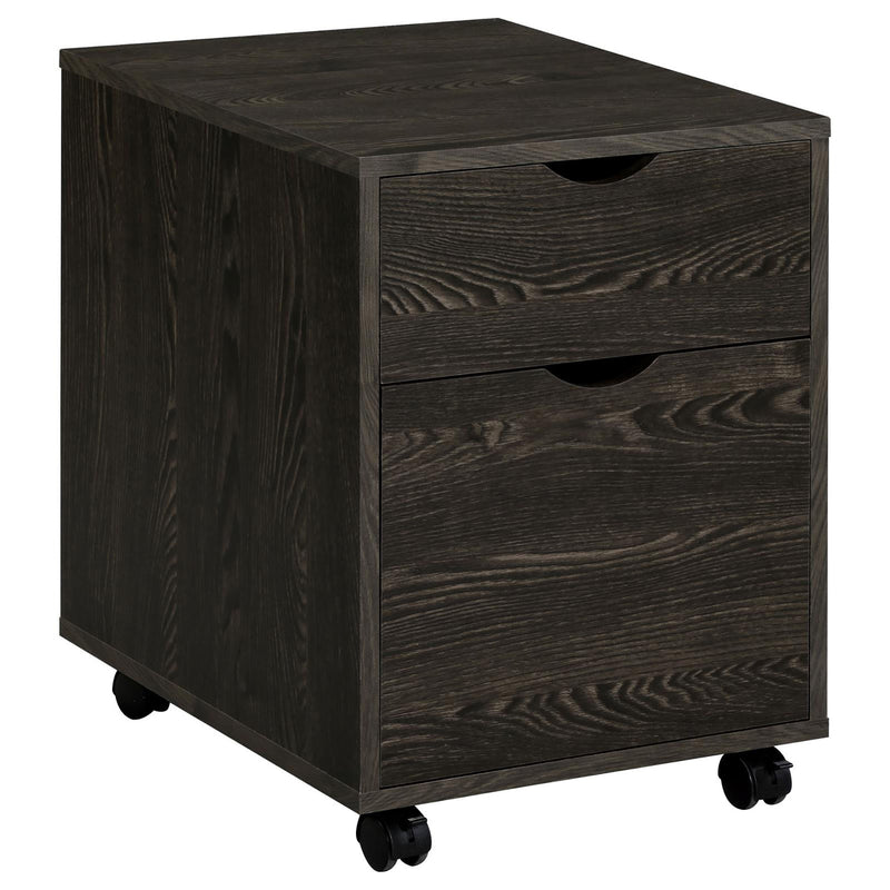 Supfirm Dark Oak 2-Drawer File Cabinet with Casters