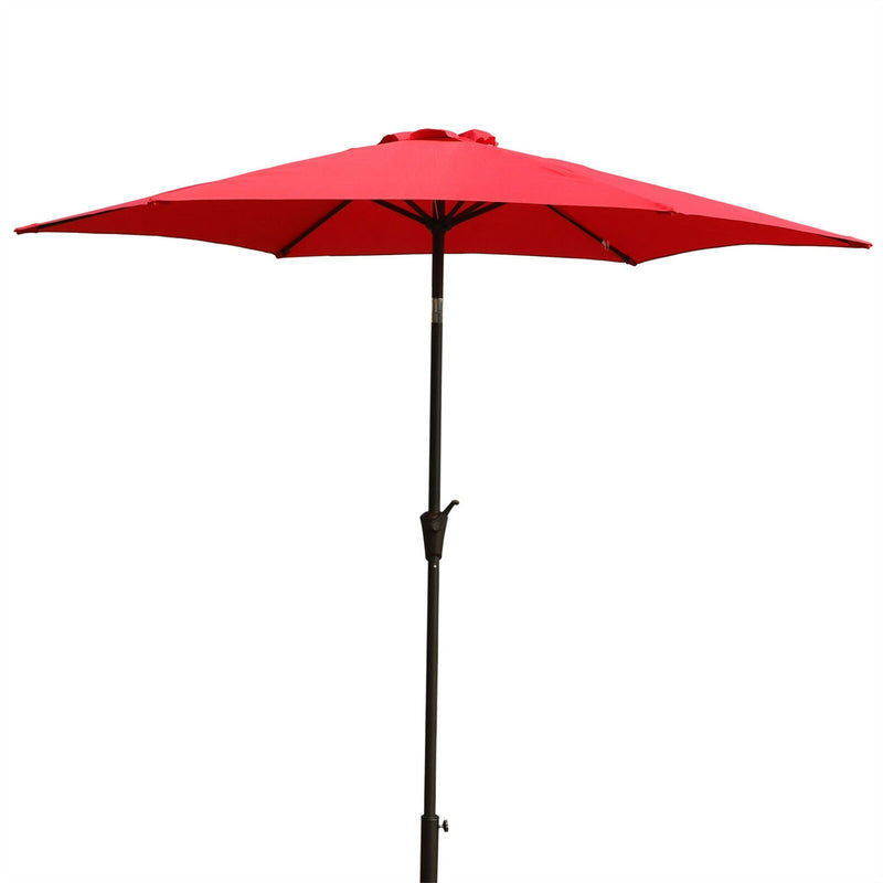 Supfirm 8.8 feet Outdoor Aluminum Patio Umbrella, Patio Umbrella, Market Umbrella with 42 pounds Round Resin Umbrella Base, Push Button Tilt and Crank lift, Red