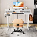 Sweetcrispy Home Office Height Adjustable Electric Standing Desk with Storage Shelf Double Drawer - Supfirm