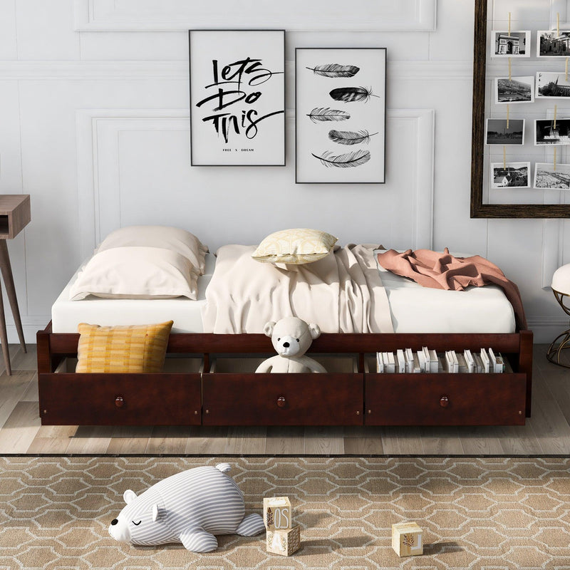 Orisfur. Twin Size Platform Storage Bed with 3 Drawers - Supfirm