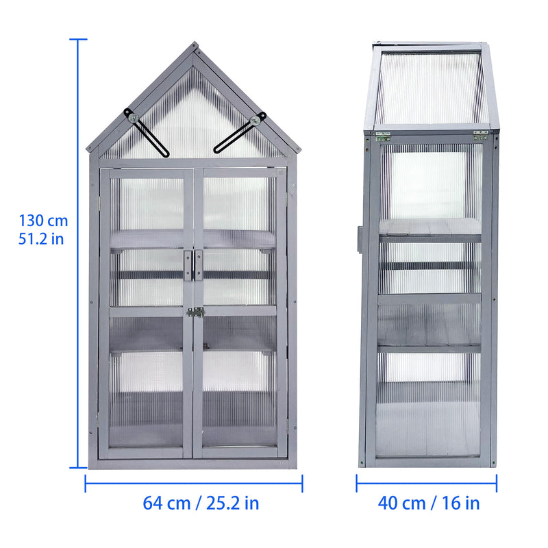 Supfirm Mini Greenhouse Kit - Outdoor Small Green House, Wood, Plant Stand for Indoor Garden & Patio Balcony Apartments Porch Terrace Outsid Accessories, UV-Resistant, Gray