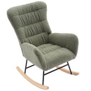 Supfirm Nursery Rocking Chair, Teddy Upholstered Glider Rocker, Rocking Accent Chair with High Backrest, Comfy Rocking Accent Armchair for Living Room, Bedroom, Offices, GREEN