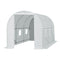 Supfirm 15' x 7' x 7' Walk-In Tunnel Greenhouse, Large Garden Hot House Kit with 6 Roll-up Windows & Roll Up Door, Steel Frame, White