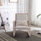 Supfirm Solid wood linen fabric antique white wash painting rocking chair with  removable lumbar pillow