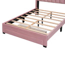 Full Size Storage Bed Velvet Upholstered Platform Bed with a Big Drawer - Pink - Supfirm