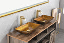 Supfirm 22.25" L -14.25" W -4 1/2" H Glass Rectangular Vessel Bathroom Sink in Gold  Set with gold Faucet and gold Pop Up Drain