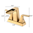 Supfirm Two Handle 4 Inch Centerset Waterfall Bathroom Sink Faucet, Brushed Golden