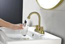 Supfirm 4 Inch 2 Handle Centerset  gold Lead-Free Bathroom Faucet, with Copper Pop Up Drain and 2 Water Supply Lines