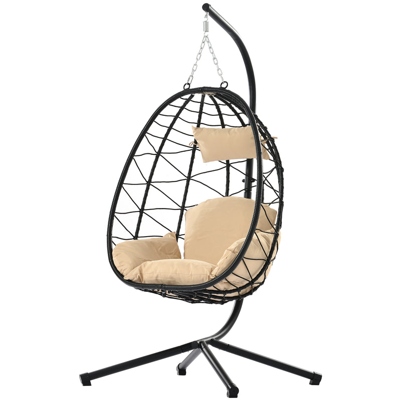 Supfirm Egg Chair with Stand Indoor Outdoor Swing Chair Patio Wicker Hanging Egg Chair Hanging Basket Chair Hammock Chair with Stand for Bedroom Living Room Balcony