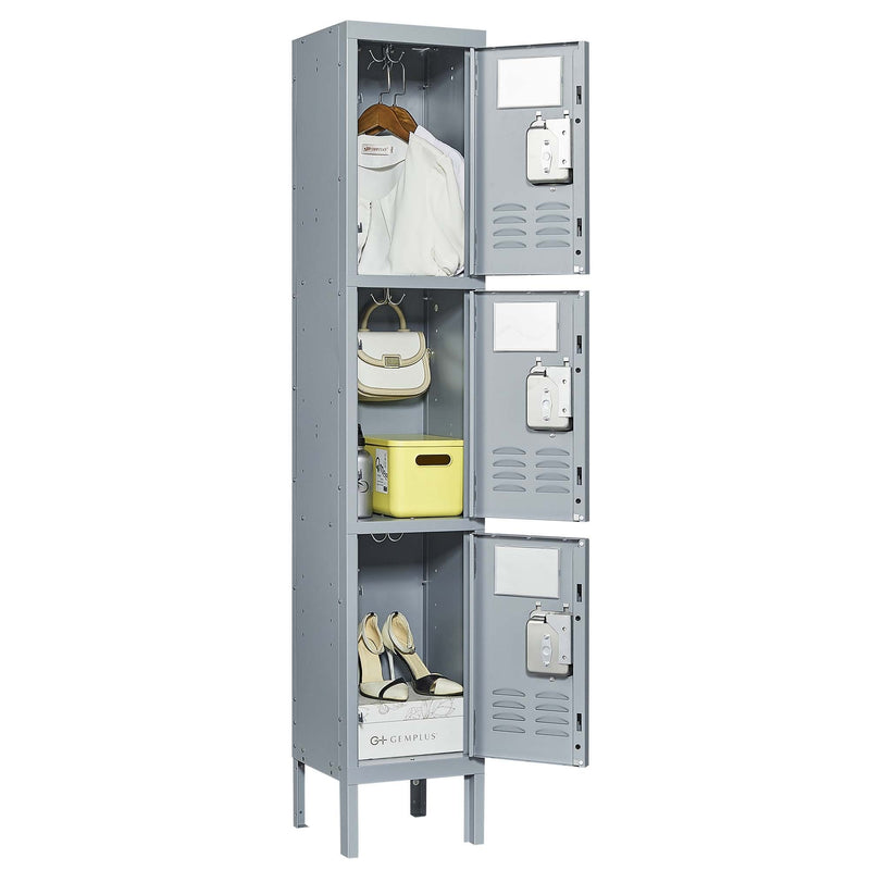 Supfirm 3 Door 66"H Metal Lockers With Lock for Employees,Storage Locker Cabinet  for Home Gym Office School Garage,Gray