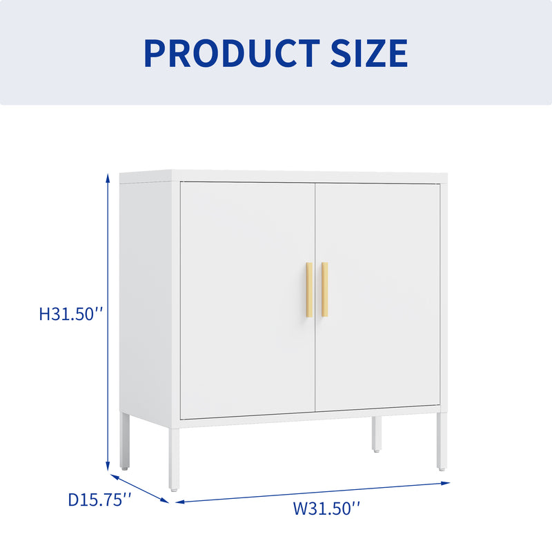 Supfirm Metal Storage Cabinet with 2 Doors and 2 Adjustable Shelves, Steel Lockable Garage Storage Cabinet, Metal File Cabinet for Home Office School Gym, White