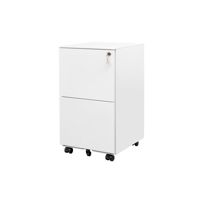 Supfirm 2 Drawer File Cabinet with Lock, Steel Mobile Filing Cabinet on Anti-tilt Wheels, Rolling Locking Office Cabinets Under Desk for Legal/Letter Size