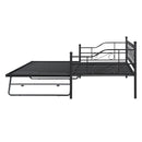 Twin Size Metal Daybed with Twin Size Adjustable Trundle, Portable Folding Trundle, Black - Supfirm