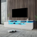 Modern White TV Stand, 20 Colors LED TV Stand w/Remote Control Lights - Supfirm