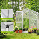 Supfirm 8.3' x 6.3 x 6.8' Aluminum Outdoor Greenhouse, Polycarbonate Walk-in Garden Greenhouse Kit with Adjustable Roof Vent, Rain Gutter and Sliding Door for Winter, Silver