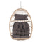 Supfirm Outdoor Garden Rattan Egg Swing Chair Hanging Chair Wood+Dark Gray