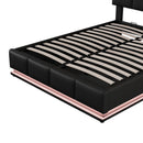 Full Size Tufted Upholstered Platform Bed with Hydraulic Storage System,PU Storage Bed with LED Lights and USB charger, Black - Supfirm