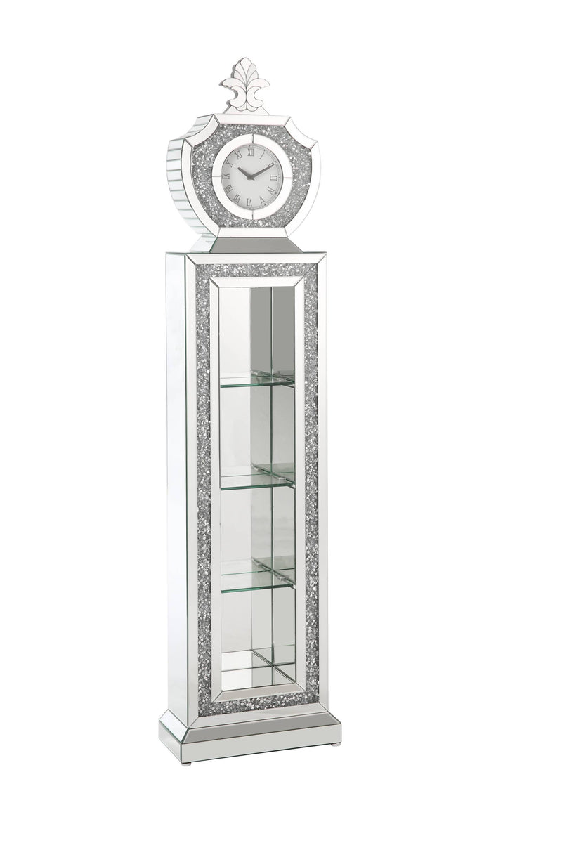 Supfirm ACME Noralie GRANDFATHER CLOCK W/LED Mirrored & Faux Diamonds AC00351