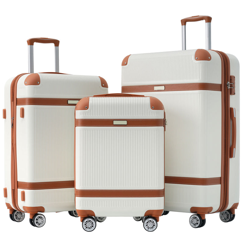 Supfirm Hardshell Luggage Sets 3 Piece double spinner 8 wheels Suitcase with TSA Lock Lightweight 20''24''28''