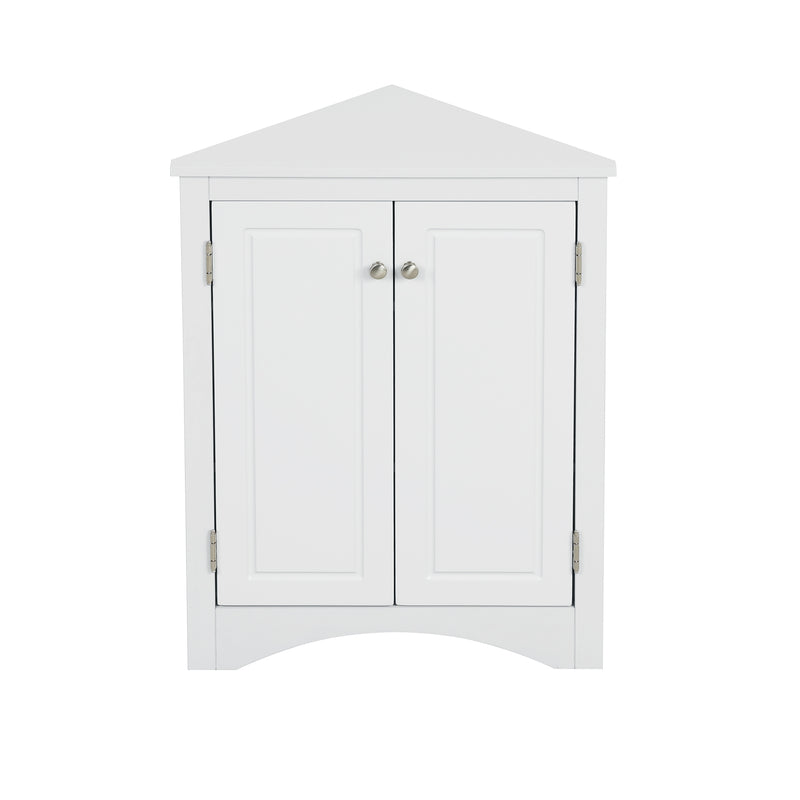 Supfirm White Triangle Bathroom Storage Cabinet with Adjustable Shelves, Freestanding Floor Cabinet for Home Kitchen