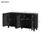 ON-TREND Buffet Cabinet with Adjustable Shelves, 4-Door Mirror Hollow-Carved TV stand for TVs Up to 65'', Multi-functional Console Table with Storage Credenza Accent Cabinet for Living Room, Black - Supfirm