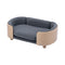 Scandinavian style Elevated Dog Bed Pet Sofa With Solid Wood legs and Bent Wood Back, Velvet Cushion,Small Size - Supfirm